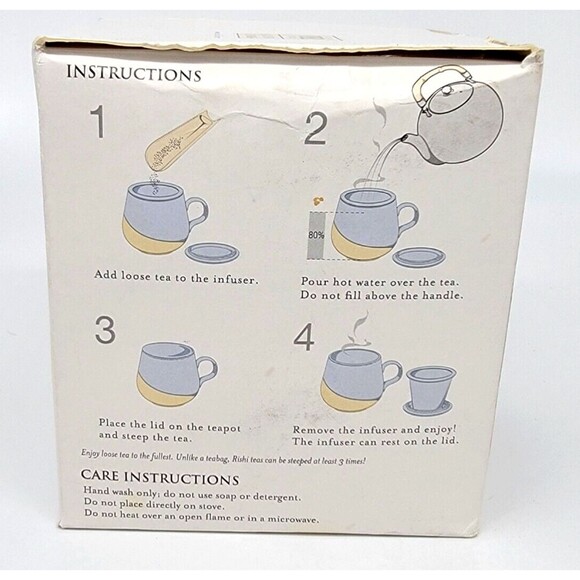 Rishi Artisan Tea Mug Cup With Infuser Lid Stoneware Indigo Sand Hand Crafted - Picture 12 of 12